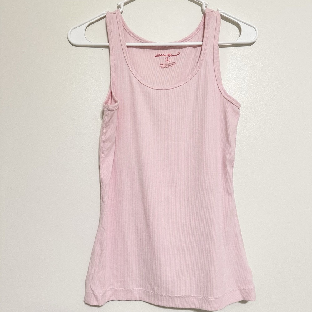 Eddie Bauer Women's Ribbed Tank Top Petite Small‎ Powder Pink Pastel Balletcore